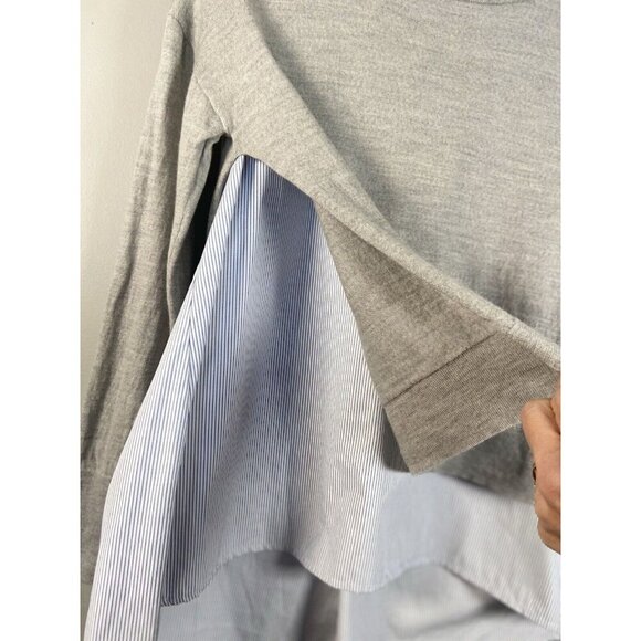 ESCADA Sport Gray Blue Virgin Wool Knit Long Sleeve Layered Sweater Size S Luxe - Picture 5 of 15